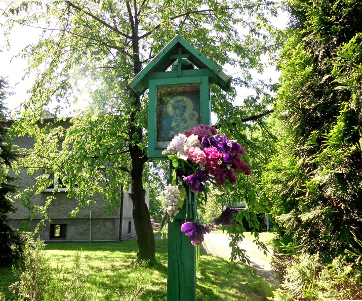 foto:J.Ś. Kapliczka z wizerunkiem Matki Boskiej Częstochowskiej znajdująca się za ogrodzeniem  przy ulicy Oświęcimskiej w Kochłowicach. Pochodzi z przed I wojny światowej, ufundowana przez rodzinę Kołodziej